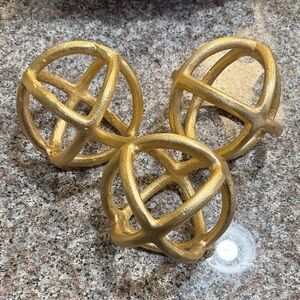 Decorative Gold Orb Accent Sculpture - Set of 3